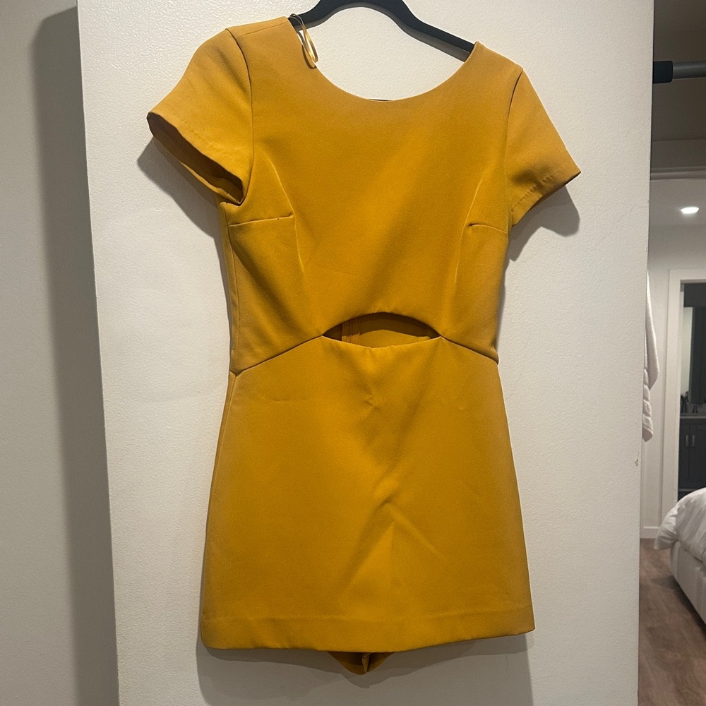 Zara Mustard Yellow Cutout Skort Romper
